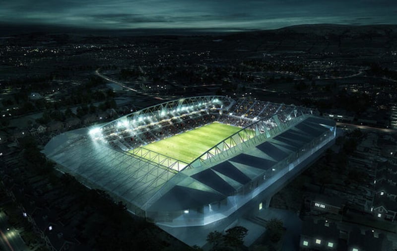Artists' impression of the new Casement Park stadium in west Belfast.