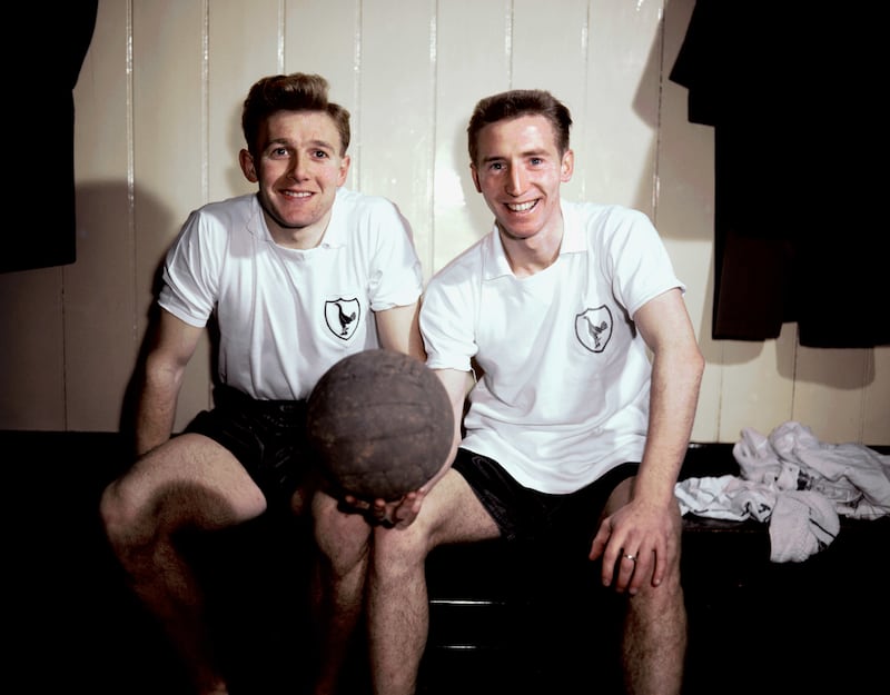 Terry Medwin (left) pictured with Wales and Tottenham team-mate Cliff Jones during his playing days at White Hart Lane