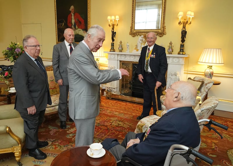 Charles met four of the veterans ahead of the reception