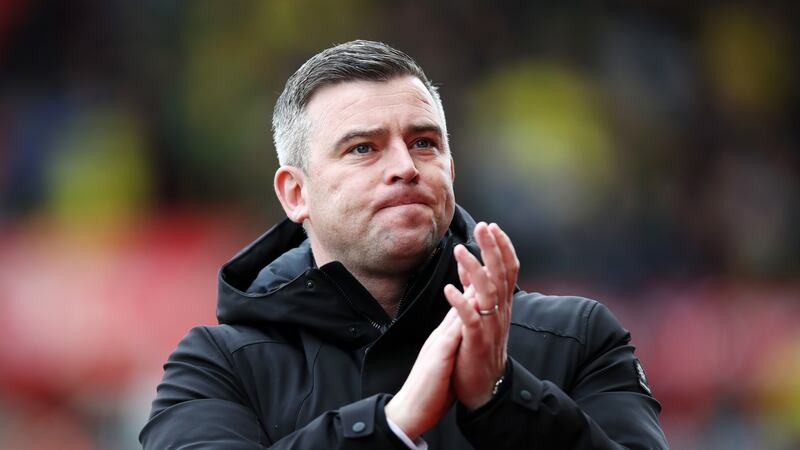 Stoke City’s manager Steven Schumacher applauds the fans prior to the Sky Bet Championship match at the bet365 Stadium, Stoke-on-Trent. Picture date: Saturday March 16, 2024.