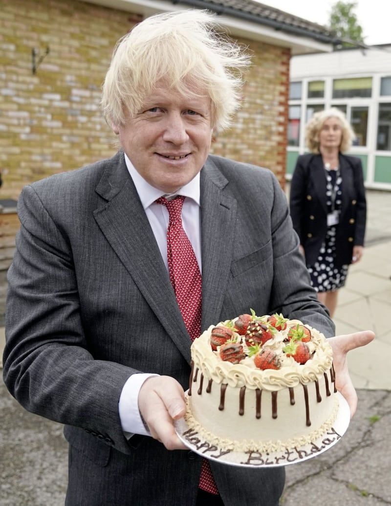 Boris Johnson is under pressure over a number of party-related episodes, including being ambushed by a cake. 