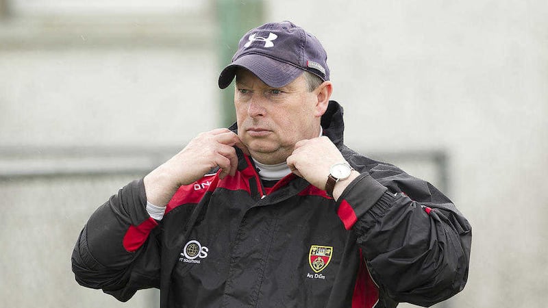 Down hurling manager Michael Johnston during their Christy Ring Cup quarter-final against Roscommon Picture bv Philip Walsh