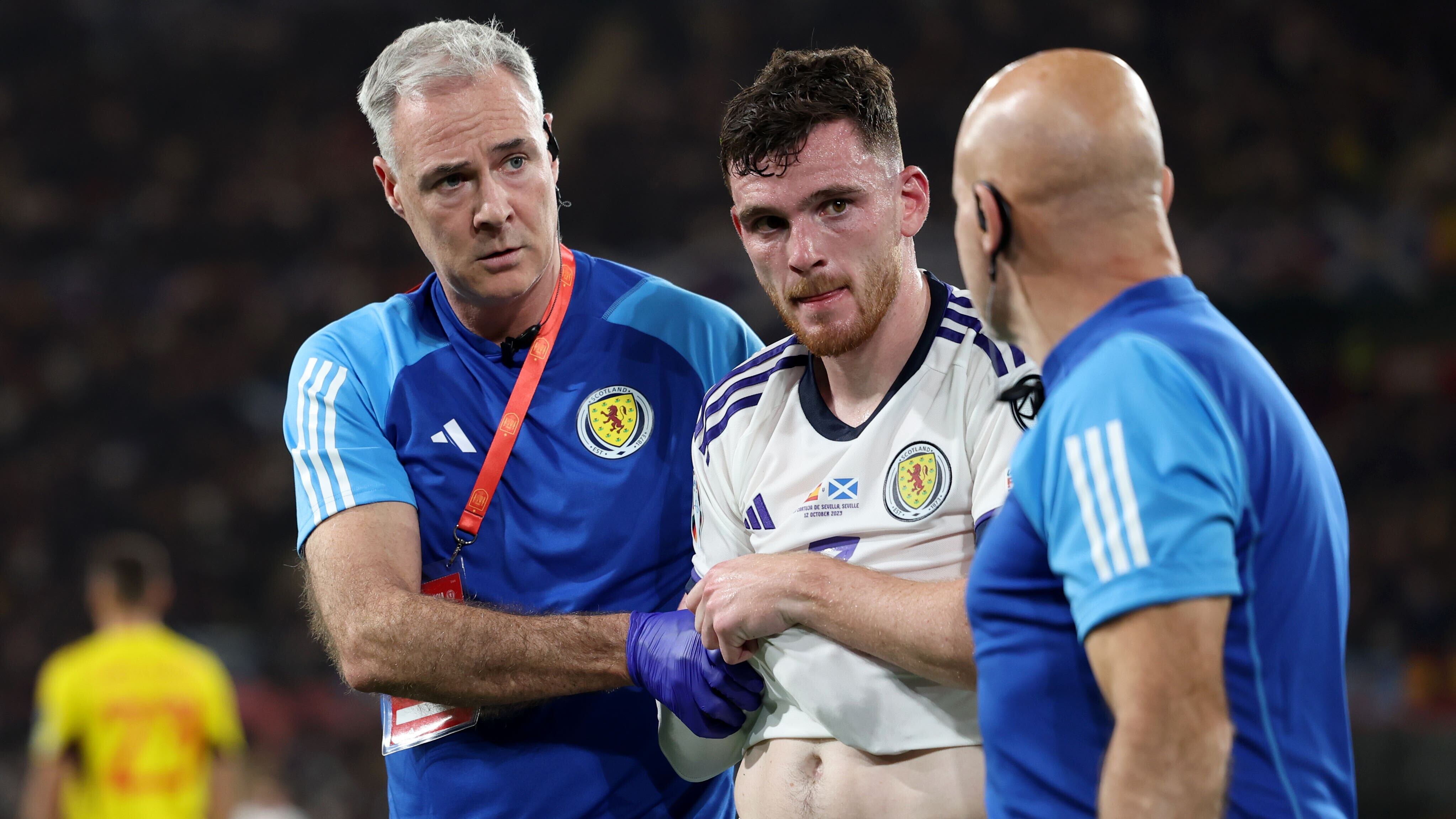 Andy Robertson faces a lay-off with a shoulder injury (Isabel Infantes/PA)