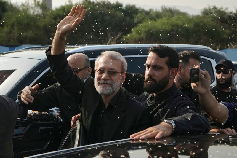 Ali Larijani, centre, in August 2025 (Bilal Hussein/AP)