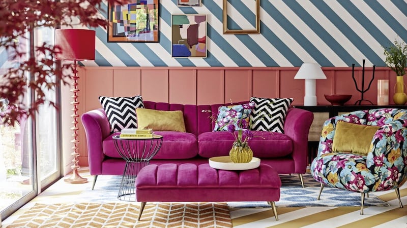 Roxie 4 Seater Sofa, Vibe Velvet, Pink, other items from a selection, DFS 