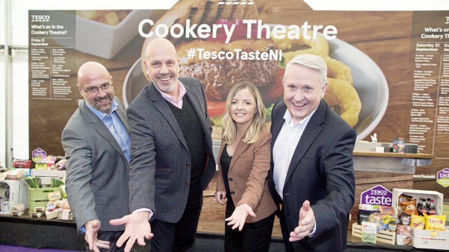 Pictured at the launch of Tesco Taste Festival are (from left) Gordan Gafa, Tesco category director; John Hood, Invest NI; Tess O’Neill, commercial manager for Tesco NI and Brendan Guidera, Tesco NI stores director