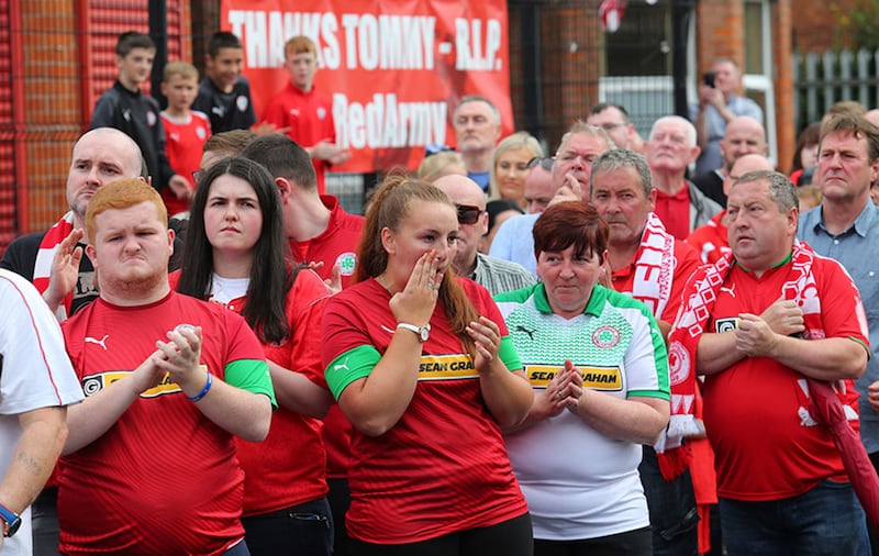 Emotional scenes at the funeral of Tommy Breslin. Picture by Mal McCann&nbsp;