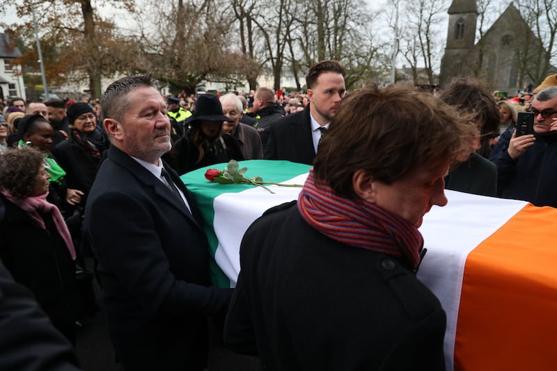 The funeral procession of Shane MacGowan arrives at Saint Mary's of the Rosary Church, Nenagh, Co. Tipperary. Picture by Damien Eagers/PA Wire