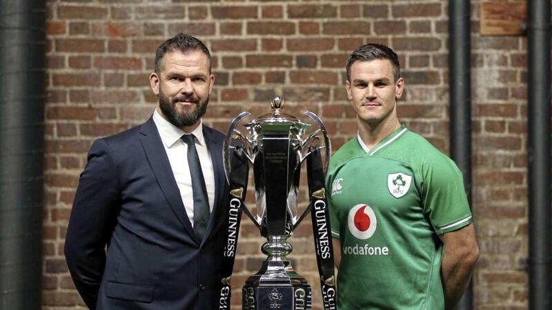 Ireland head coach coach Andy Farrell and Johnny Sexton during the Guinness Six Nations launch in London yesterday. Picture by PA 