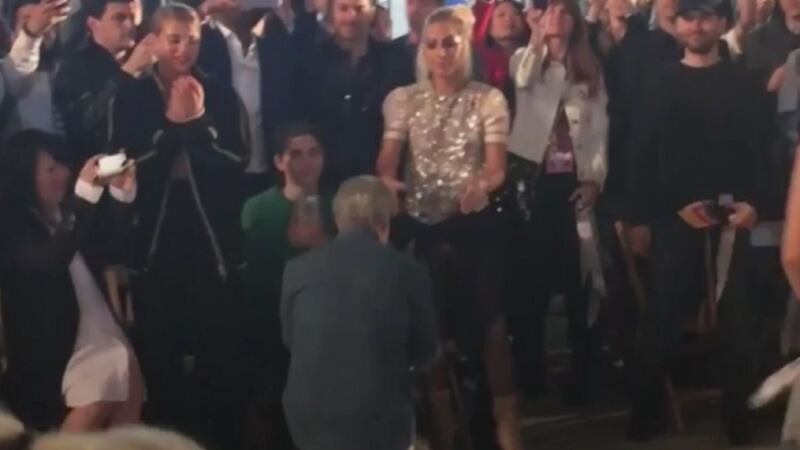 Watch the moment Tommy Hilfiger bowed at Lady Gaga at his LA fashion show
