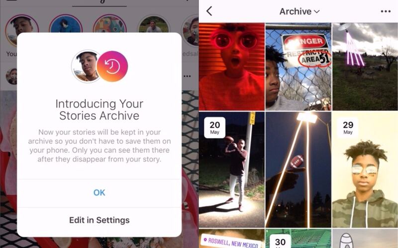 The new Instagram archive feature