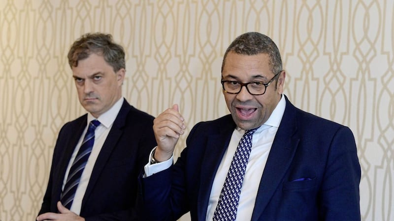 Tory chairman James Cleverly (right) and Secretary of State Julian Smith at the NI Conservatives&#39; manifesto launch. Picture by Arthur Allison/Pacemaker Press 