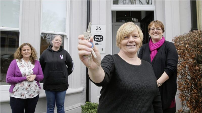 Geraldine Burns, Sharon Reid, house manager Kate Burns and CLIC Sargent UK Home from Home manager Cecilia Milburn at Amy&#39;s House Picture: Hugh Russell 