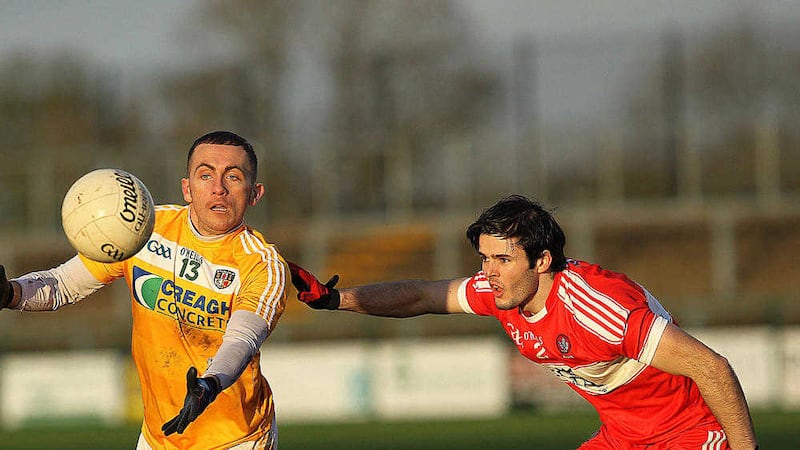 Brian Neeson in action for Antrim against Derry in the McKenna Cup last weekend &nbsp;