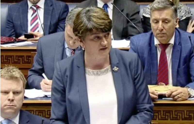 DEFIANT: Arlene Foster made her RHI statement to fellow DUP MLAs and justice minister Claire Sugden 