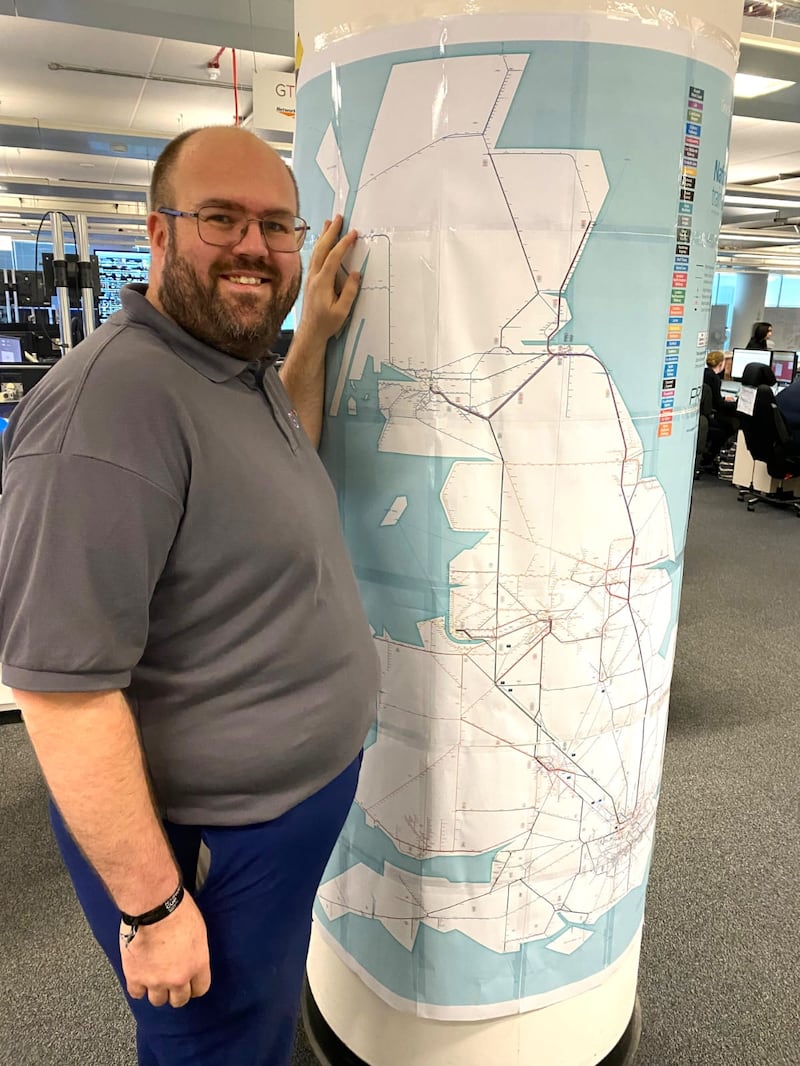 Dave’s colleagues tracked his progress on a map.