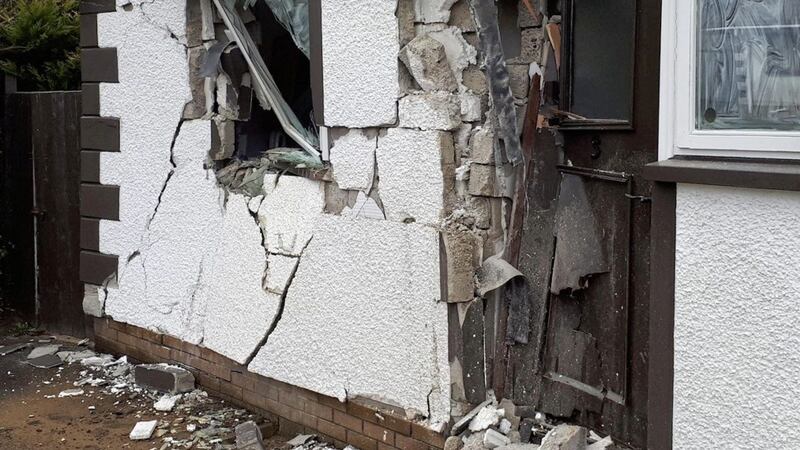 The damage caused to a house in the village of Feeny after a stolen tractor was driven into the property. Picture from PSNI 