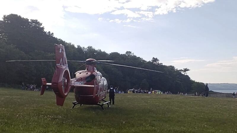 The Northern Ireland Air Ambulance was called to a Co Down beach yesterday after a teenage boy was found unresponsive 