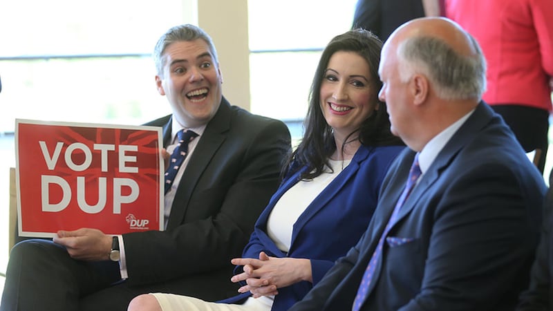 DUP's Gavin Robinson and Emma Little Pengelly during the Launch of the DUP's General election campaign launch at the Castlereigh Hills Golf in East Belfast on Monday.Picture by Hugh Russell&nbsp;