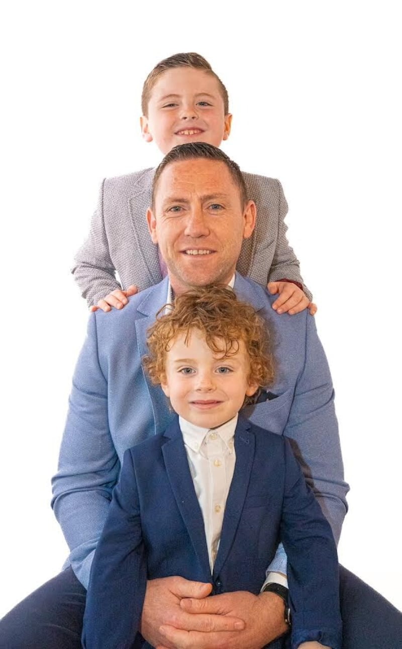 Mickey Coleman, with sons Micheal (above) and Riordan (below).