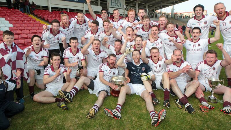 Slaughtneil celebrate defending their Derry Senior Championship title with a one-point victory over Coleraine