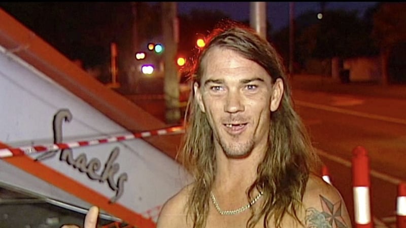 Daniel McConnell describing the scene of a car crash during a television interview on Thursday in Brisbane, Australia. McConnell, dressed only in his underpants, helped police arrest the unlicensed driver. Picture by Australian Broadcasting Corporation via Associated Press 