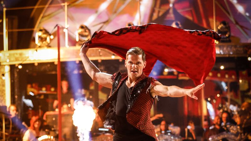 EastEnders star Nigel Harman has topped the Strictly Come Dancing leaderboard after closing out the first live show of 2023 with a dramatic paso doble. (Guy Levy/BBC/PA)