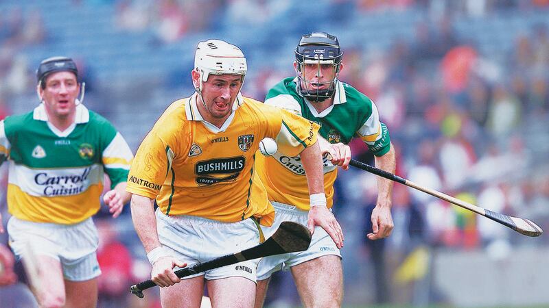 Second half goals from Darren Quinn and Johnny McIntosh (pictured) gave Antrim hurlers a 3-13 to 0-9 demolition of Down.&nbsp;