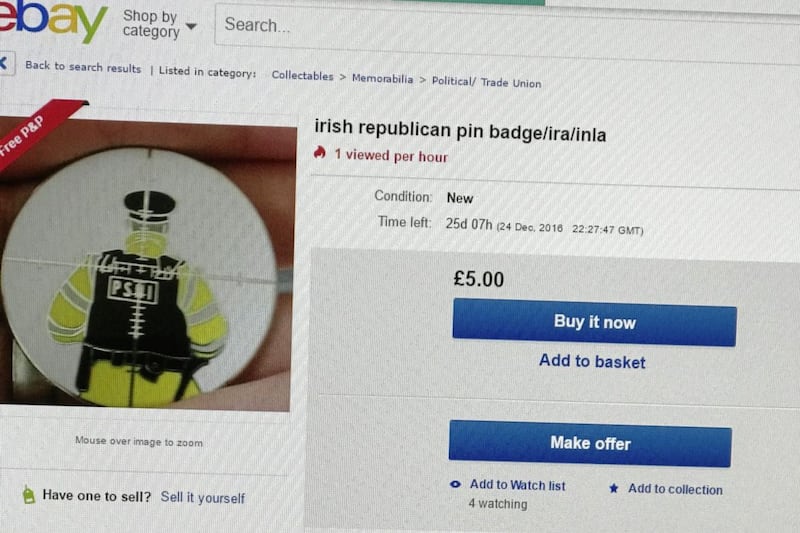 eBay pulls 'Republican' badge of PSNI officer in gun crosshairs