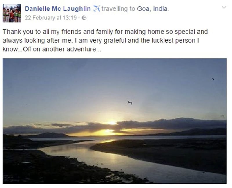 The poignant message left by Danielle McLaughlin before she left her Buncrana home last month. 