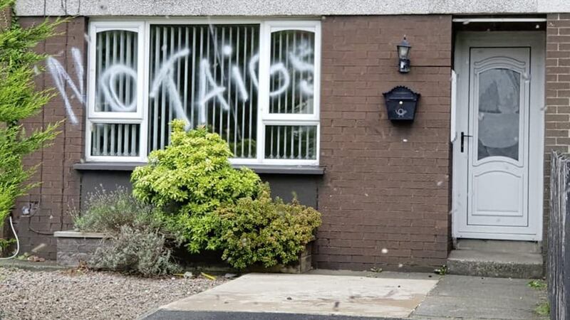 Sectarian graffiti has been scrawled across the front of a house in Magherafelt 