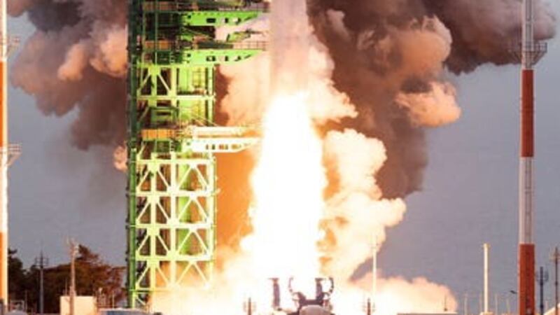 South Korea launched a commercial-grade satellite for the first time (Korea Aerospace Research Institute/AP)