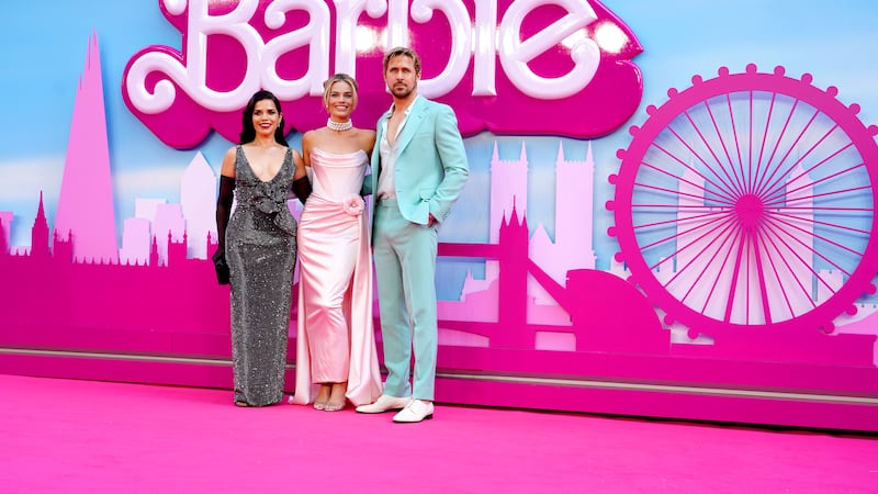 America Ferrera, Margot Robbie and Ryan Gosling arrive for the European premiere of Barbie