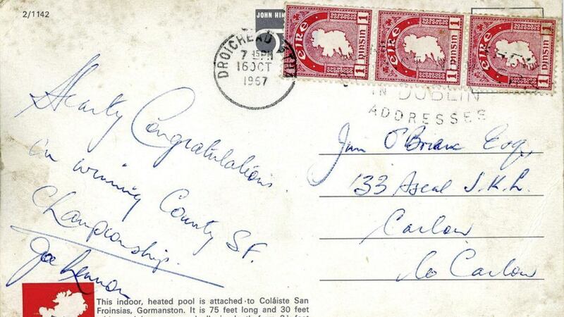 The postcard Joe Lennon sent to Jim O&#39;Brien in 1967 
