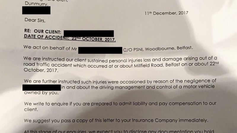 Tracey Mackin received a letter asking if she would pay compensation for an injury a police officer sustained in a collision involving her stolen car 