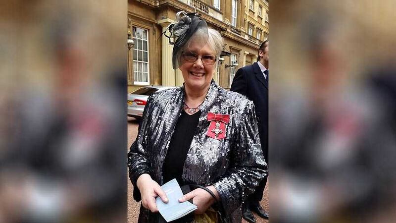 Irish News columnist Anne Hailes pictured after receiving her MBE at Buckingham Palace&nbsp;