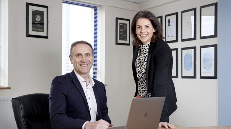 Geoff and Sinead Higgins, co-founders of Antrim based software company, Decision Time. Picture by Stephen Davison. 