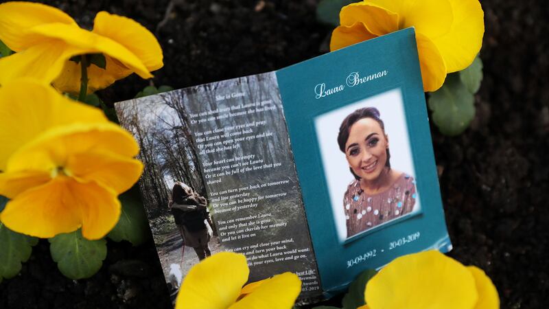 A card bearing the image of Laura Brennan for the Mass of Remembrance and celebration of the life of the HPV vaccine campaigner Laura Brennan in Ennis, Co. Clare. Picture by Press Association&nbsp;