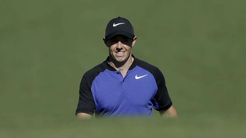Rory McIlroy walks up the fairway on the seventh hole during a practice round for the Masters golf tournament&nbsp;