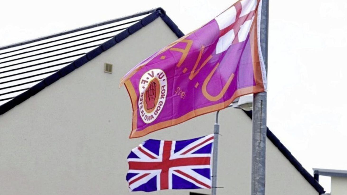 Flags on lampposts in Belfast 