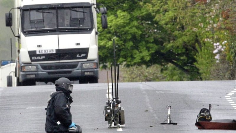 Army bomb disposal experts were called in after a suspect device was left outside the house of the parents of a serving PSNI officer Lone Moor Road in Derry. Picture by Margaret McLaughlin 