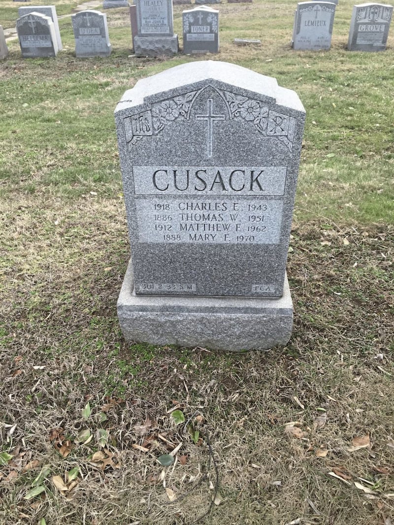 The grave of Charles Cusack who was killed in action in Italy 1943. His remains were repatriated to Brooklyn, New York in 1948. 