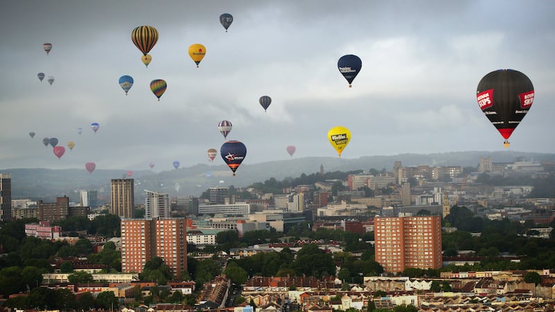 Hot air balloons fill the Bristol skyline during the Bristol International Balloon Fiesta (Ben Birchall/PA)