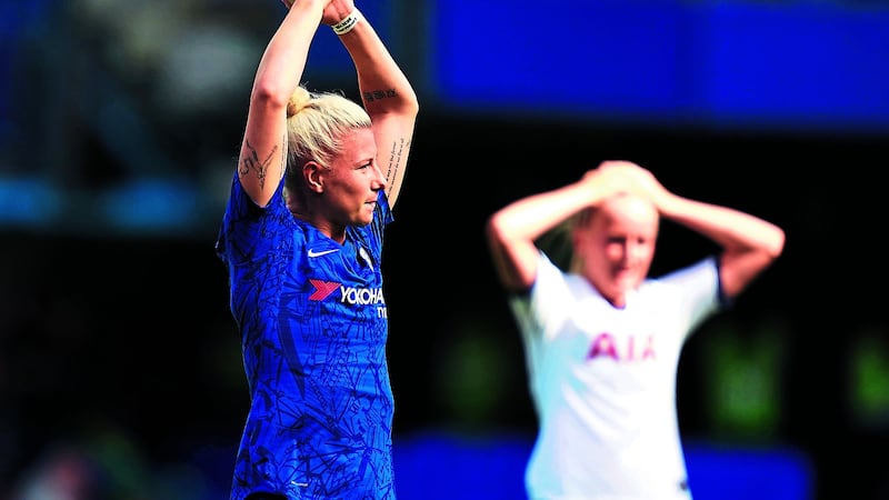 <span style="color: rgb(51, 51, 51); font-family: sans-serif, Arial, Verdana, &quot;Trebuchet MS&quot;; ">Chelsea's Bethany England celebrates scoring her side's first goal of the game during the FA Women's Super League match at Stamford Bridge, London&nbsp;&nbsp;on Sunday September 8, 2019.&nbsp;Picture by John Walton/PA Wire.&nbsp;</span>
