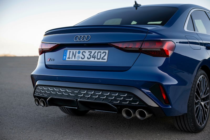 The quad exhaust pipes hint at the S3’s performance