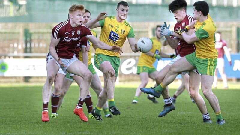 Leo McLoone (centre) is enjoying being back in the Donegal side after a year out. Picture by Margaret McLaughlin 