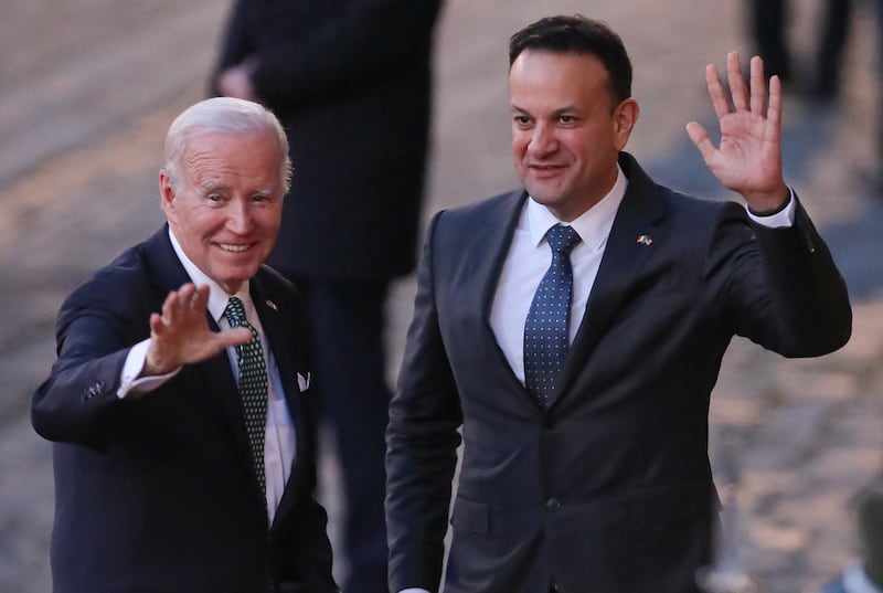 US President Joe Biden (left) is greeted by Taoiseach Leo Varadkar in Ireland last year