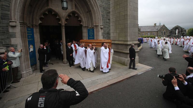 The funeral of Bishop Daly takes place at St. Eugene's Cathedral&nbsp;