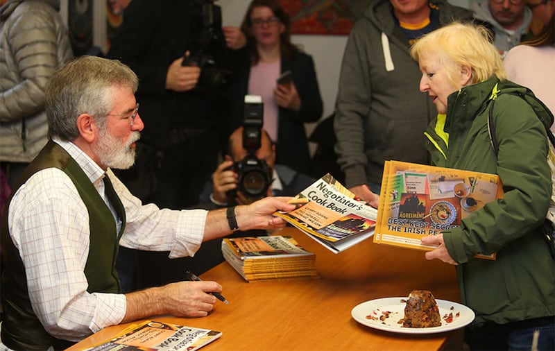 &nbsp;Gerry Adams signed copies of the cookbook at An Culturlann in west Belfast. Picture by Mal McCann<br />&nbsp;