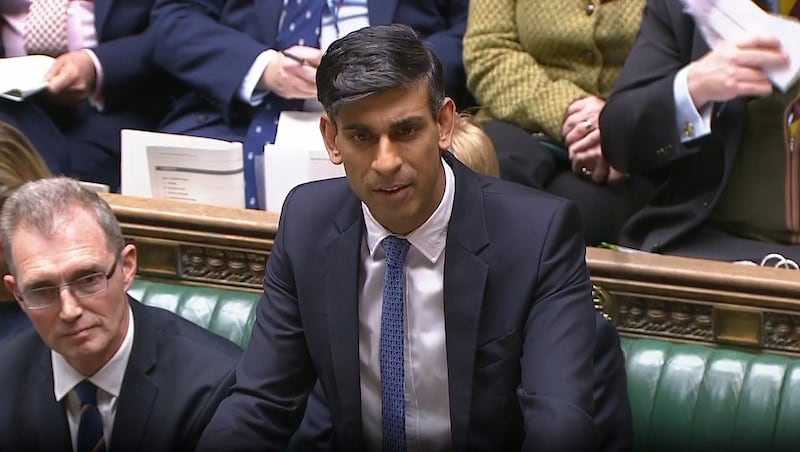 Prime Minister Rishi Sunak speaks during Prime Minister’s Questions in the House of Commons